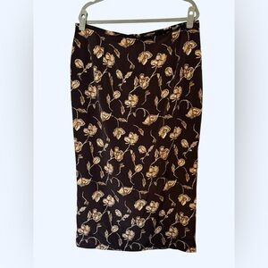 American Vintage Brown and Cream Floral Print Skirt - very good condition